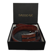 Load image into Gallery viewer, Sassora Genuine Leather Men Tan Reversible Buckle Belt