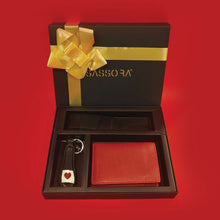 Load image into Gallery viewer, Sassora Genuine Premium Leather Women's Card Holder, Keychain and Pencase Valentine's Combo Set (for her)