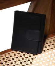 Load image into Gallery viewer, Sassora Genuine Leather Medium Size Black RFID Protected Ladies Wallet