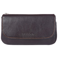 Load image into Gallery viewer, Sassora Genuine Leather Unisex Keycase & Coin Pouch (Dark Brown)