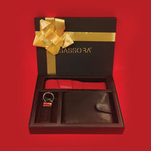 Load image into Gallery viewer, Sassora Genuine Premium Leather Men's Wallet, Keychain and Pencase Valentine's Combo Set (for him)