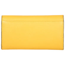 Load image into Gallery viewer, Sassora Premium Leather RFID Tri Fold Large Women's Yellow Purse