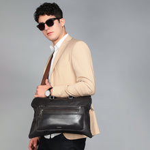 Load image into Gallery viewer, Sassora Genuine Soft Leather Unisex Black Hand Messenger Bag