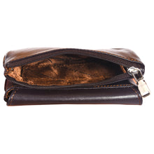 Load image into Gallery viewer, Sassora Genuine Leather Unisex Keycase & Coin Pouch (Dark Brown)