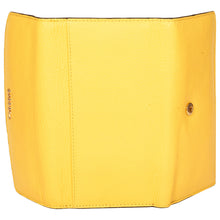Load image into Gallery viewer, Sassora Premium Leather RFID Tri Fold Large Women's Yellow Purse