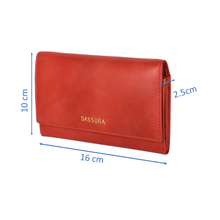 Load image into Gallery viewer, Sassora Genuine Leather Medium Size Red RFID Protected Women Purse