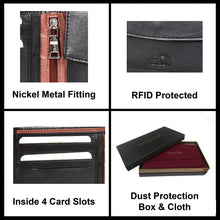 Load image into Gallery viewer, Sassora Genuine Leather Large RFID Black Tan Men's Bi-Fold Wallet