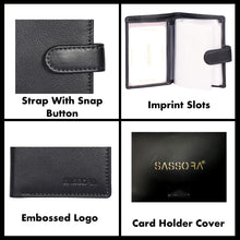 Load image into Gallery viewer, Sassora Genuine Leather RFID Bi Fold Button Closure Business Card Holder