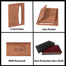 Load image into Gallery viewer, Sassora Premium Leather Men's Slim Small RFID Notesae (Tan)
