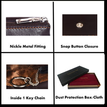 Load image into Gallery viewer, Sassora Genuine Leather Unisex Keycase & Coin Pouch (Dark Brown)