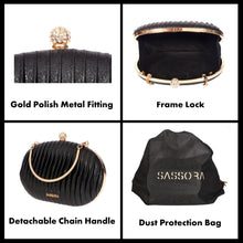 Load image into Gallery viewer, Sassora Premium Leather With Gold Polish Metal Frame Party Clutch