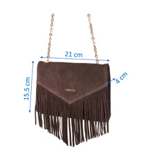 Load image into Gallery viewer, Sassora 100% Genuine Leather Suede Fringe Girl's Sling Bag