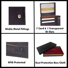 Load image into Gallery viewer, Sassora 100% Genuine Premium Leather Boys RFID Wallet(Dark brown)