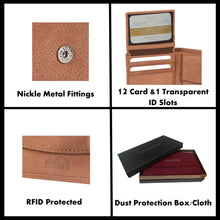 Load image into Gallery viewer, Sassora 100% Genuine Premium Leather Boys RFID Wallet(Tan)