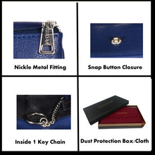 Load image into Gallery viewer, Sassora Genuine Leather Unisex Keycase & Coin Pouch (Blue)