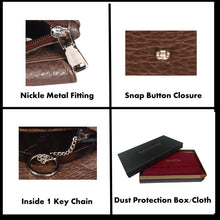 Load image into Gallery viewer, Sassora Genuine Leather Unisex Keycase & Coin Pouch (Brown)