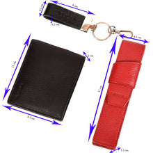 Load image into Gallery viewer, Sassora Genuine Premium Leather Men's Wallet, Keychain and Pencase Valentine's Combo Set (for him)