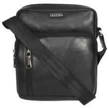 Load image into Gallery viewer, Sassora Premium Leather Small Black Unisex Sling Bag