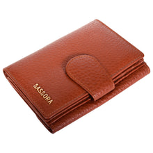 Load image into Gallery viewer, Sassora Genuine Leather Medium Brown RFID Wallet For Girls