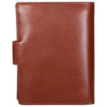 Load image into Gallery viewer, Sassora Genuine Leather Brown RFID Button Closure Large Notecase
