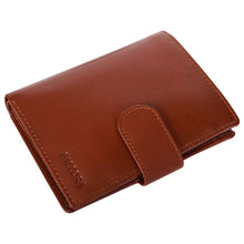 Load image into Gallery viewer, Sassora Genuine Leather Brown RFID Button Closure Large Notecase
