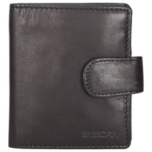 Load image into Gallery viewer, Sassora Genuine Leather Black RFID Protected Snap Closure Notecase