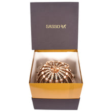 Load image into Gallery viewer, Sassora Leather with Stone & Pearl Gold Polish Frame Round Party Clutch