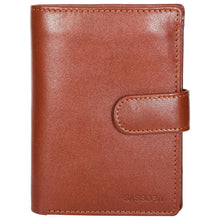 Load image into Gallery viewer, Sassora Genuine Leather Brown RFID Button Closure Men's Large Notecase