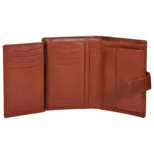 Load image into Gallery viewer, Sassora Genuine Leather Brown RFID Button Closure Men's Large Notecase