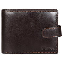 Load image into Gallery viewer, Sassora Genuine Leather Dark Brown RFID Flap Closure Two Fold Wallet