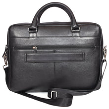 Load image into Gallery viewer, Sassora Genuine Leather Black Large Laptop Messenger Bag

