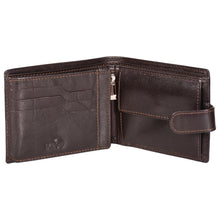 Load image into Gallery viewer, Sassora Genuine Leather Dark Brown RFID Flap Closure Two Fold Wallet