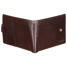 Load image into Gallery viewer, Sassora Genuine Leather Dark Brown RFID Flap Closure Two Fold Wallet
