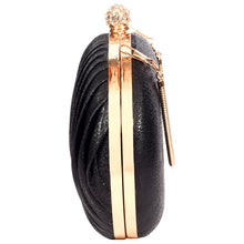 Load image into Gallery viewer, Sassora Premium Leather With Gold Polish Metal Frame Party Clutch