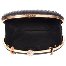 Load image into Gallery viewer, Sassora Premium Leather With Gold Polish Metal Frame Party Clutch
