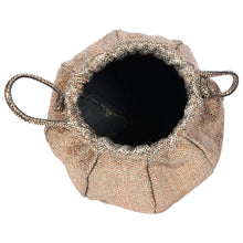 Load image into Gallery viewer, Sassora Leather with Stone & Pearl Gold Polish Frame Round Party Clutch