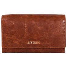 Load image into Gallery viewer, Sassora Genuine Leather Medium Brown RFID Protected Women Purse