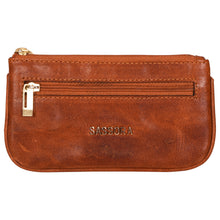 Load image into Gallery viewer, Sassora Genuine Leather Unisex Zip Closure Brown Key Case Holder