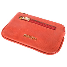Load image into Gallery viewer, Sassora Genuine Leather Medium Red Key Case For Men and Women