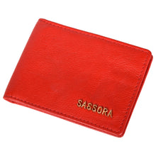 Load image into Gallery viewer, Sassora Genuine Leather Unisex Red RFID Business Card Holder