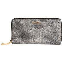 Load image into Gallery viewer, Sassora Genuine Leather Black White Women RFID Zip Around Purse