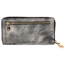 Load image into Gallery viewer, Sassora Genuine Leather Black White Women RFID Zip Around Purse