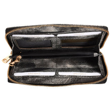 Load image into Gallery viewer, Sassora Genuine Leather Black White Women RFID Zip Around Purse
