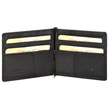 Load image into Gallery viewer, Sassora Genuine Leather Unisex Black Small Bi-Fold Money Clip