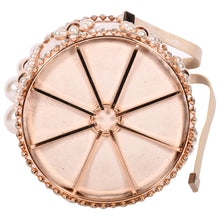 Load image into Gallery viewer, Sassora Suede Leather with Stone & Pearl Gold Polish Frame Party Clutch
