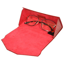 Load image into Gallery viewer, Sassora Genuine Leather Red Unisex Foldable Spectacle Case
