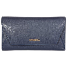 Load image into Gallery viewer, Sassora Premium Leather Navy Blue Large Ladies RFID Wallet