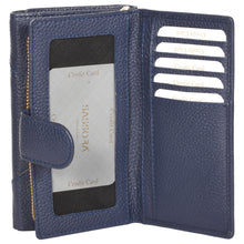 Load image into Gallery viewer, Sassora Premium Leather Navy Blue RFID Classy Ladies Wallet