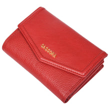 Load image into Gallery viewer, Sassora Premium Leather RFID Snap Closure Ladies Red Wallet