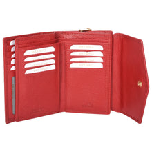 Load image into Gallery viewer, Sassora Premium Leather RFID Snap Closure Ladies Red Wallet